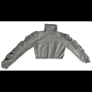 Cropped fringe sweater